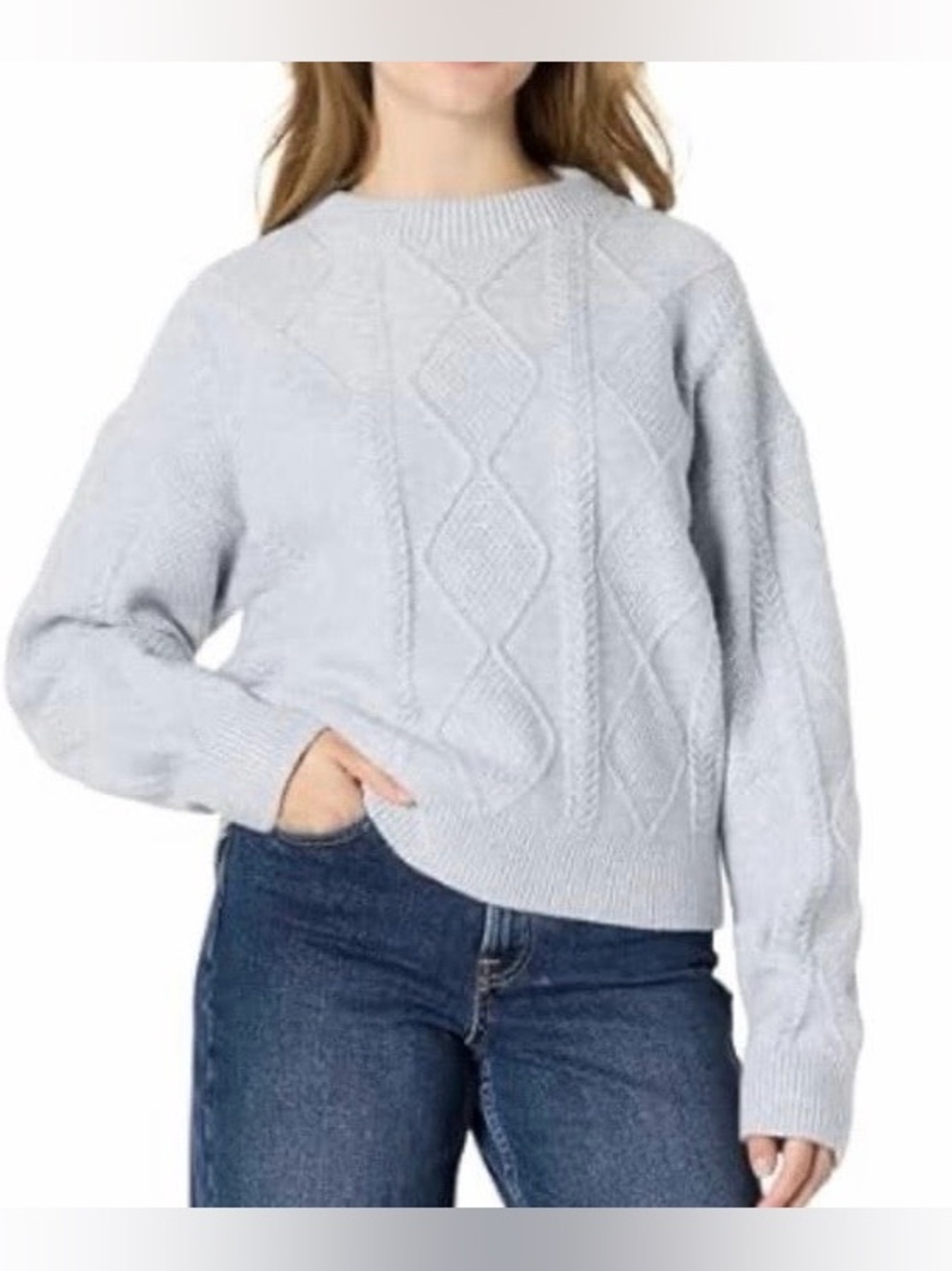 Crewneck Cable Knit Sweater , S